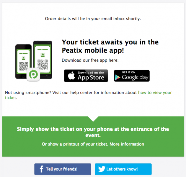 Confirm your online mobile event ticket on Peatix