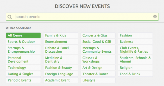 Search Peatix events by event genre